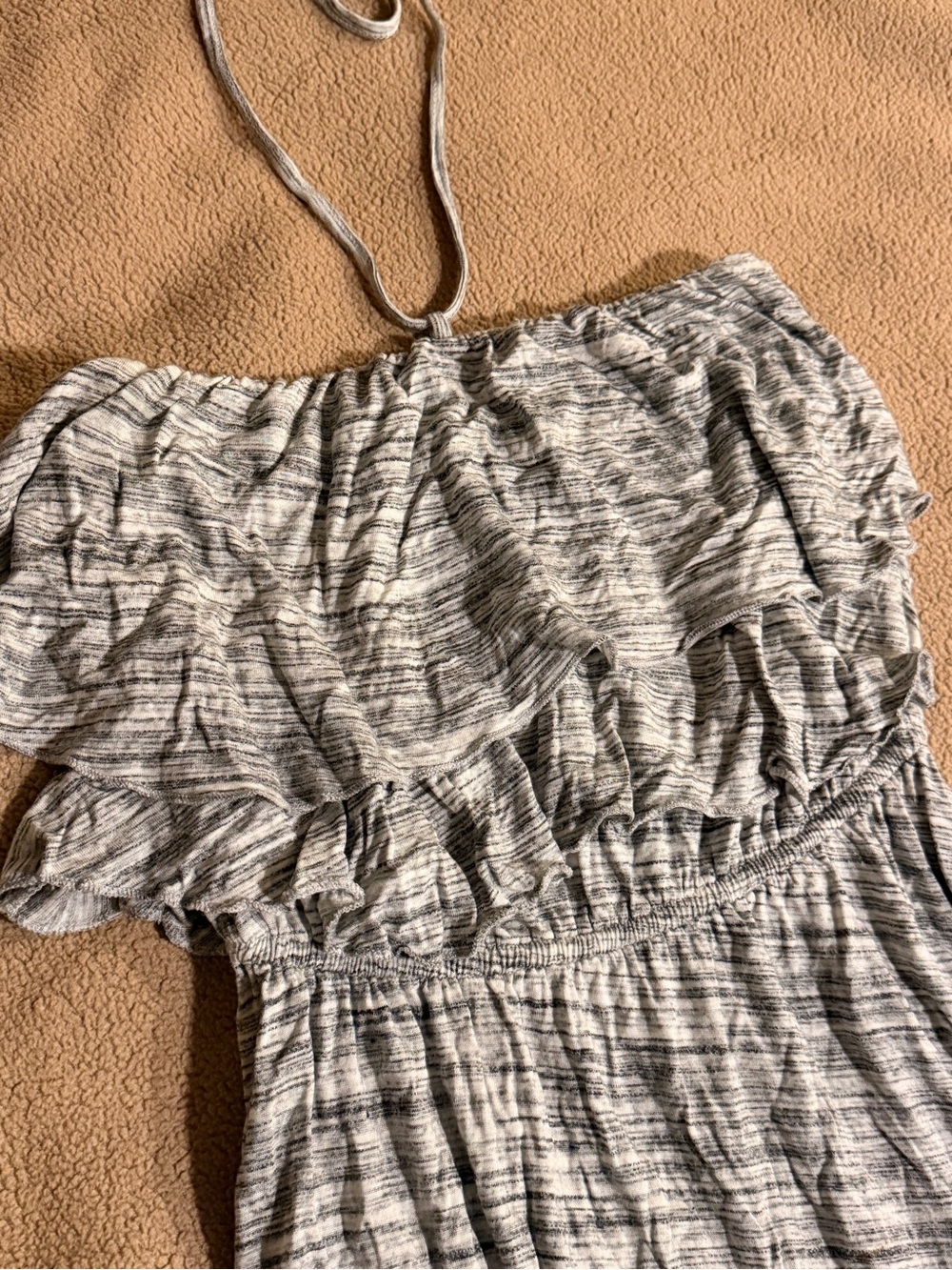 Mossimo Supply Co. Gray Strapless Ruffle High Low Rayon Knit Maxi Dress #152
